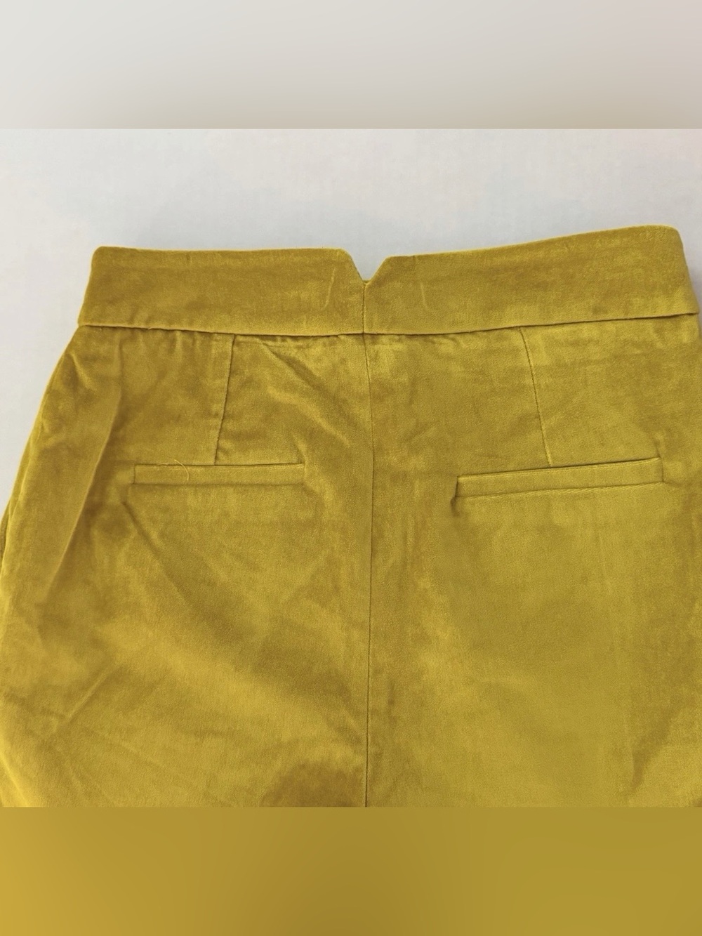 Karen Millen Soft Lined Mustard Yellow Velvet Pleated A-Line Dress Shorts Size 4 - Picture 9 of 12